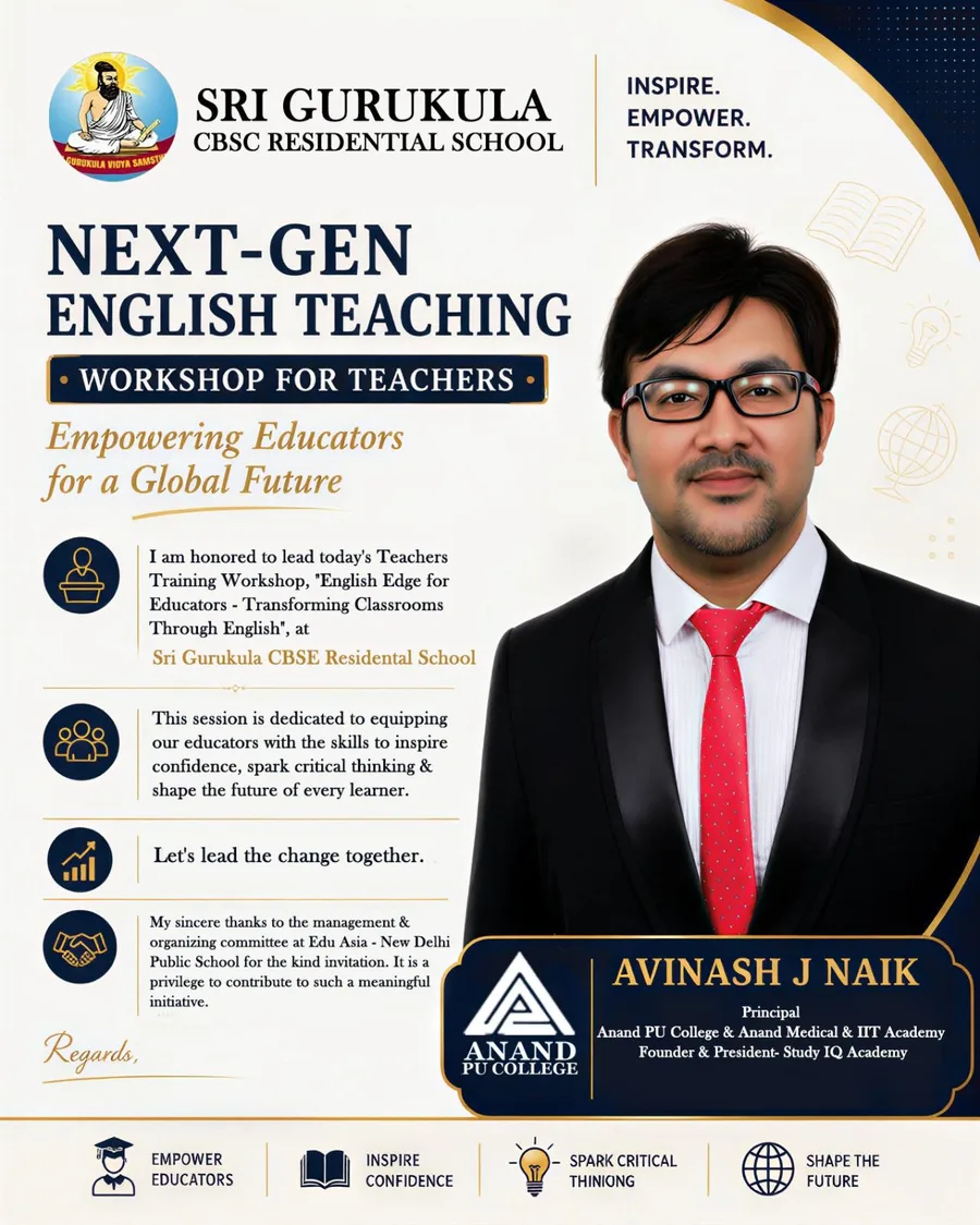 Next-gen English teaching workshop at Sri Gurukula CBSE Residential School